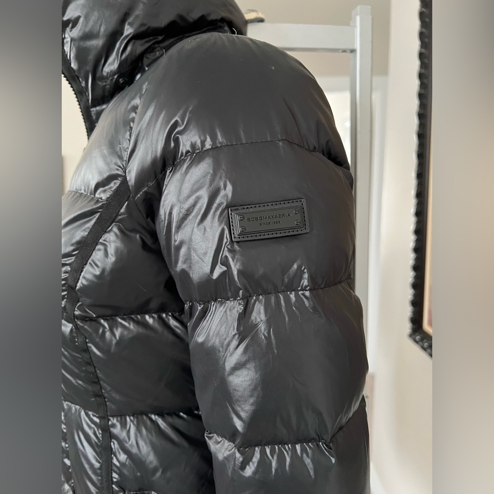 BCBGMaxAzria Long Black Quilted Down & Feather Puffer Coat – Sleek & Polished - Picture 8 of 16